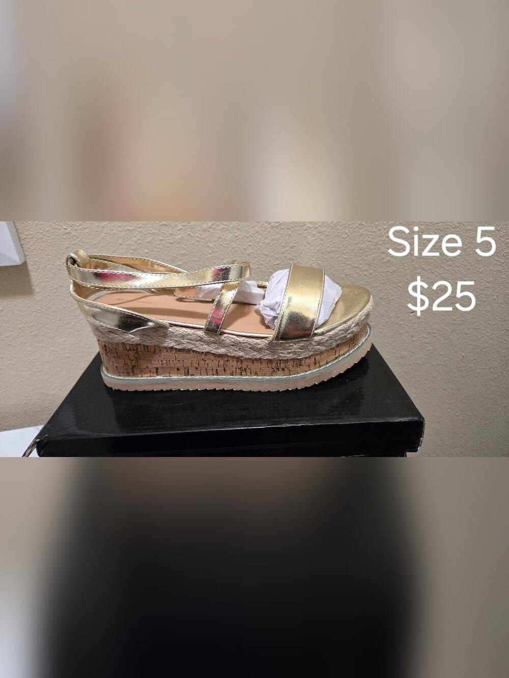 PrettyLittleThing Gold Platform Espadrille Wedges